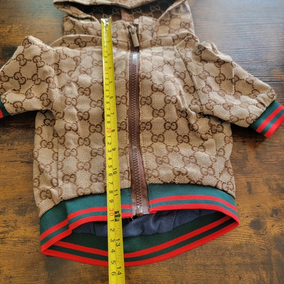 Stylish Brown Monogram dog jacket hoodie - Picture 8 of 8